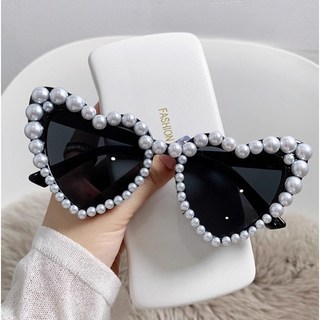 愛心珍珠太陽眼鏡 派對婚禮道具眼鏡 潮流時尚桃心墨鏡