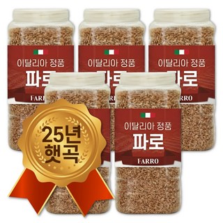 25년산 햇곡 통에담은 이탈리아 파로 쌀 엠머 밀 아라비노자일란 함유, 5개, 1kg