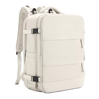 大容量登機背包 旅行收納多功能隔層 輕量化時尚簡約, 奶油白
