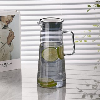 北歐風大容量加厚玻璃冷水壺 耐高溫家用涼水壺 待客透明防爆茶壺, 1個, 高顏值優雅灰水壺