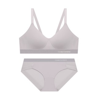코데즈컴바인이너웨어 컴포트 쉘론 노와이어 브라팬티 세트_라이트그레이