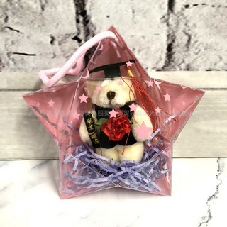 畢業禮物 畢業花束 學士熊 畢業熊五角盒 幼稚園畢業禮物 畢業送禮 珍藏畢業熊, 粉色, 1個