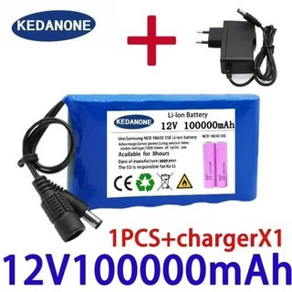 휴대용 슈퍼 3S2P 12V 80000mah 배터리 충전식 리튬 이온 배터리 팩 용량 DC 12.6v 80Ah CCTV 캠 모니터, 100Ah X1 ChargerX1, 1개