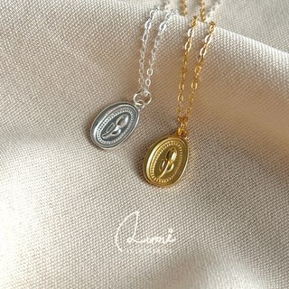 ALUMI 花牌銀鍊 S925純銀 鍍18K金 鬱金香 小花 短項鍊 純銀項鍊