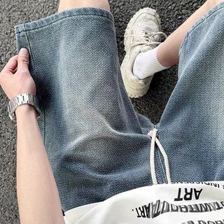 水洗牛仔短褲 男款 夏季薄款寬鬆休閒美式復古五分褲