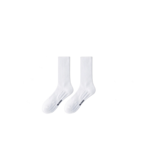 NU HAREM 運動襪子 男士中筒 籃球跑步 防臭 吸汗 毛巾底 加厚 羽毛球襪, 白色長筒, 均碼L221103