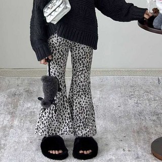 女童豹紋喇叭褲 兒童秋季新款高腰彈力休閒長褲