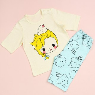 멜리스 국내생산 아이스걸 유아동 7부 슬러브 내의 상하세트