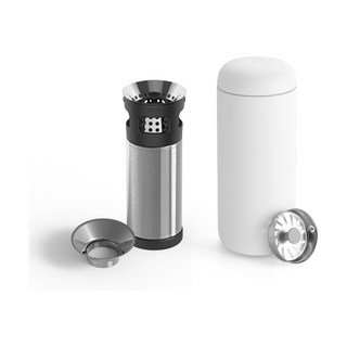 FELLOW Carter 瘦卡特！雙層陶瓷真空保溫杯 - 咖啡/茶葉兩用浸泡組，保溫杯推薦，隨時享受手沖咖啡與現泡茶, 16oz-霧面白, 1個