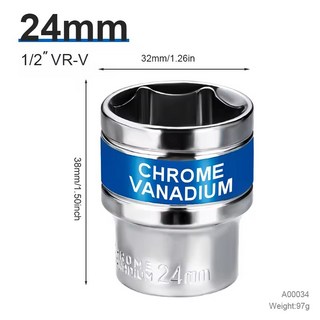 딥 임팩트 소켓 세트 드라이브 메트릭 렌치 소켓 공압 렌치 헤드 타이어 제거 도구 8-32mm 1/2 인치 드, 07 24mm