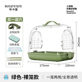 BUCATSTATE 鸚鵡外帶籠 亞克力戶外觀賞籠 小寵外出包, 1個, 裸籠款-綠色【買一送六】