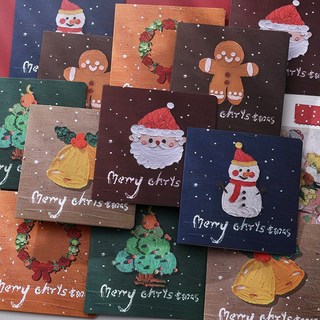 Snow 크리스마스 귀여운 유화 카드세트, 6종