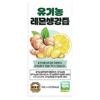 통째로 담은 유기농 레몬생강즙 원액 스틱, 1개, 210ml