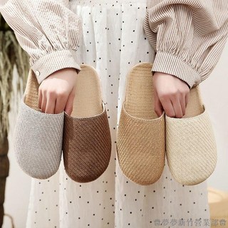 四季居家亞麻拖鞋女超輕防滑情侶款室內木地板透氣吸汗藤草拖鞋