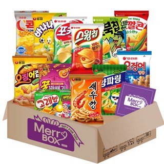 스낵세트 12종세트 4호(새우깡+꿀꽈배기+오징어집+바나나킥+양파링+치토스+스윙칩+포카칩+오징어땅콩+나쵸오리지날+콘칩+꼬깔콘고소한)+메세지카드, 1박스, 1개