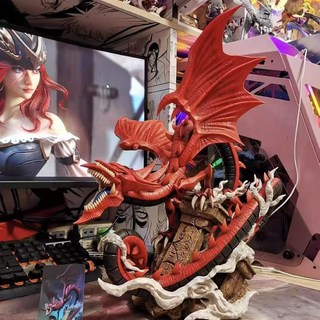 手辦青眼神龍究極龍天空龍遊戲王模型GK動漫擺件周邊雕像禮物, 1個, 全塗裝天空龍-高約27cm