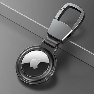 Airtag 金屬鋁合金保護套 雙面磁吸 防摔 防丟鑰匙圈 耐摔防刮防衝擊 追蹤定位器, 黑, 1個