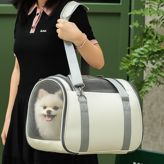 클라민 강아지 고양이 이동가방 애견 이동장 캐리어, 1개, 아이보리