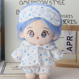 티니숲속 10cm 20cm 인형옷 파자마 잠옷 안대 포함 3종 세트, 1개, 블루
