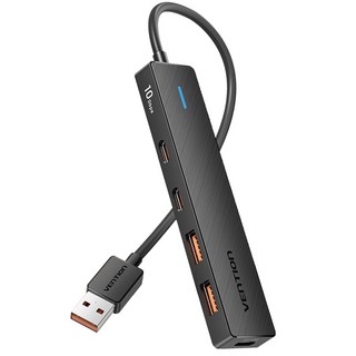 벤션 USB 3.2 10Gbps 2C 2A USB 멀티 허브, 1개, 블랙