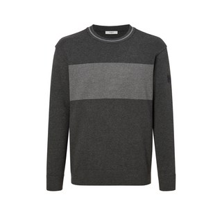 24FW [가격인하][간절기필수템][ONLINE EXCLUSIVE] 그레이 남성 컬러배색 라운드 니트 풀오버 HUSW4C921G2