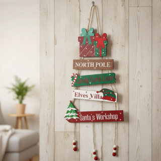 자오자오 크리스마스 원목 우드 벽걸이 데코 소품 트리 문걸이 인테리어 장식품, B타입