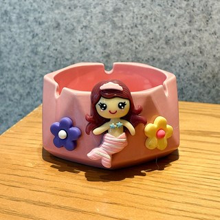卡通造型菸灰缸, 粉色魚女孩 煙灰缸, 1個