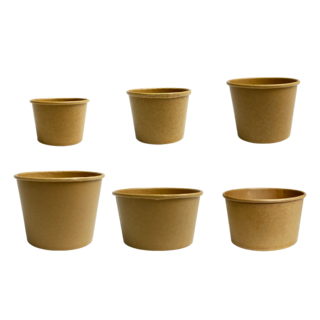 【盒作社】台灣製造牛卡紙湯杯系列，外帶餐盒/一次性餐盒/環保餐盒，牛皮色可選，可搭配內襯, 1個, 520平蓋(1條50入), 50個裝