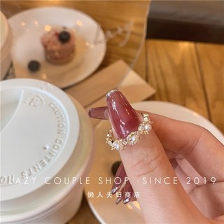 鴻利首飾廠 溫柔少女款戒指 ins小衆設計 蝴蝶 輕奢鋯石 珍珠氣質 開口指環 女