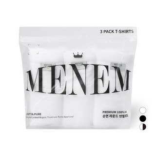 미넴 남녀공용 통기성 면티 3장 30수 에코타퓨어 라운드 순면 반팔티