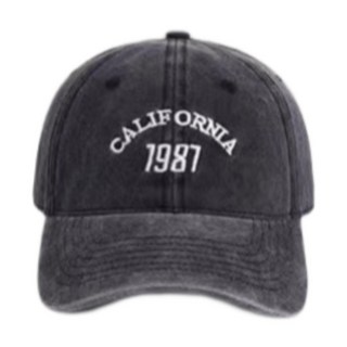 Twinko 復古刺繡水洗灰系列老帽 - 純棉軟頂，深檐小臉神器