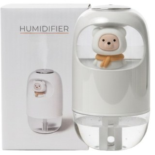 루블루 무소음 미니 곰돌이 초음파 가습기, 화이트