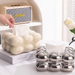 데코플래닛 대형 마시멜로 도자기 세라믹 티슈 케이스 휴지 각티슈 커버 보관함, 마시멜로 휴지케이스(대형)(화이트)