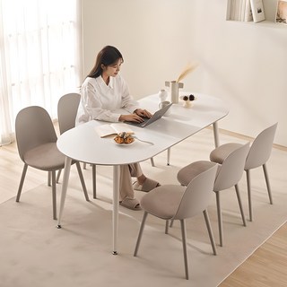 삼익가구 클레디 통세라믹 타원형 식탁세트 6인용 + 의자6p 방문설치, 화이트 + 그레이, 일반의자 6