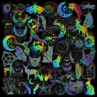 鐳射貼紙100張入 魔法世界摩托車汽車貼紙 行李箱筆電防水裝飾貼紙, 透明鐳射貼-魔法世界100張, 1個