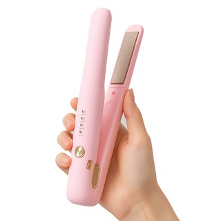 Darlisex 무선 고데기/판고데기 2in1USB충전용 4단계 온도조절 고데기, 핑크