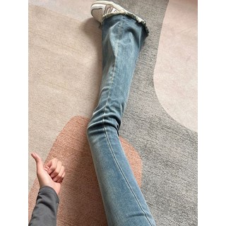 毛邊微喇牛仔褲女春秋高腰修身喇叭褲大碼百搭顯瘦小個子馬蹄褲子