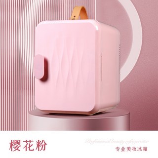110v行動冰箱 6L 迷你美妝冰箱 車載保養品冰箱, 櫻花粉小冰箱