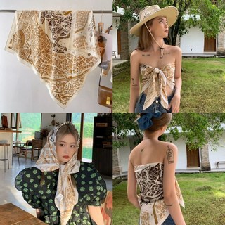 90cm 法式復古大方巾 - 抹胸背心/絲巾/海邊防曬披肩