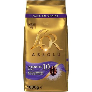 프랑스 로르 L'OR Absolu 앱솔루 아라비카 & 로부스타 강도 10 다크 로스트 홀빈 원두커피, 4개, 1kg, 홀빈(분쇄안함)