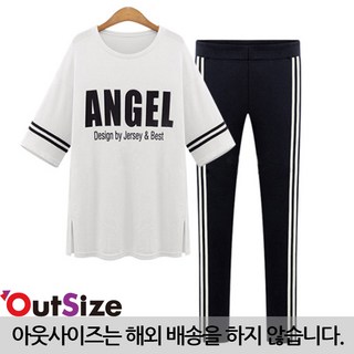 아웃사이즈 OA7799_1 빅사이즈 ANGEL 스포츠 반팔티셔츠/9부/7부팬츠 세트