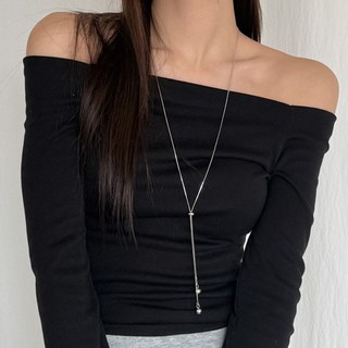 블루씨티 써지컬스틸 스네이크 라운드볼 체인 롱 드롭 목걸이