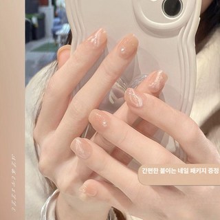 2025년 누드 그라데이션 네일 스티커 겨울 아트, 1개, LP-098 24피스 숏 스타일 스머지 크림