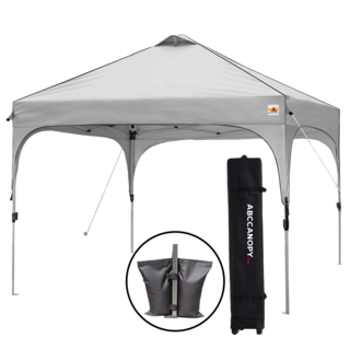 ABC 3x3 캐노피 천막 바람막이 방수 접이식 몽골 텐트 야외 그늘막 휴대가방 + 모래주머니 4P 포함, 그레이