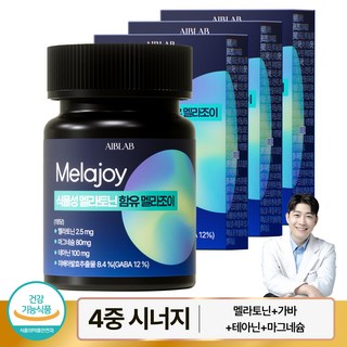 에이브랩 식물성 멜라토닌 2.5mg 함유 멜라조이 식약처 인증 HACCP 테아닌 가바 마그네슘 함유 800mg, 4개, 30정