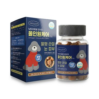 뉴트리로얄 강아지 올인원케어 강아지종합영양제 눈 관절 오메가3 유산균 장건강 면역 피부 비타민, 1개, 종합영양제, 50정