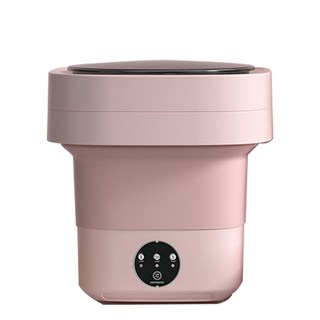 迷你摺疊洗衣機，輕巧便攜，節省空間，一鍵啟動，環保材質，低噪音運行, 藍光殺菌+可定時+洗滌+脫水粉色, 6.5L折疊洗衣機