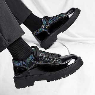 英倫風商務正裝男士休閒皮鞋 黑色厚底增高新郎結婚大頭鞋