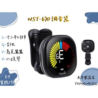 老羊樂器店 小天使 Cherub WST-670 充電式夾式調音器 彩屏 適用烏克麗麗/吉他/小提琴, 1個