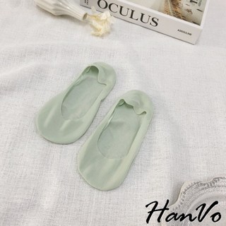 HanVo 輕甜馬卡龍色系冰絲隱形襪 百搭基本款 橡膠防滑冰絲短襪 女襪 A12-6064